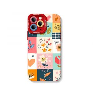 Floral Patchwork Charm Silicone Case for Apple iPhone Series