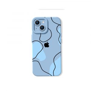 Abstract Waves Blue Silicone Case for Apple iPhone Series