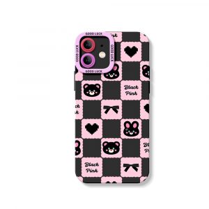 Charming Black Checkered Bears Silicone Case for Apple iPhone Series