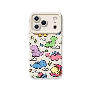 Cute Dino Parade Silicone Case for Apple iPhone Series