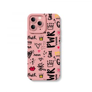 Girl Power Doodle Delight Silicone Case for Apple iPhone Series - iPhone 16 Pro, Pink