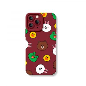 Cute Cartoon Faces Pattern Silicone Case for Apple iPhone Series