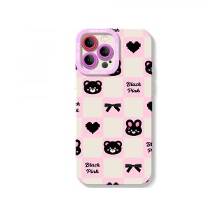 Charming Black Checkered Bears Silicone Case for Apple iPhone Series