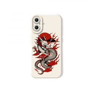 Firestorm Dragon Art Silicone Case for Apple iPhone Series - iPhone 17, White