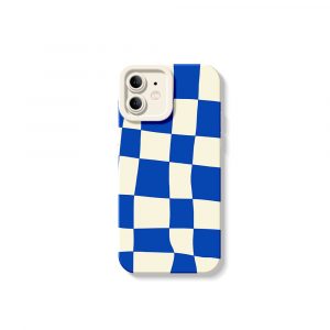 Vibrant Blue Checkerboard Silicone Case for Apple iPhone Series
