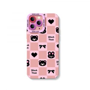 Charming Black Checkered Bears Silicone Case for Apple iPhone Series