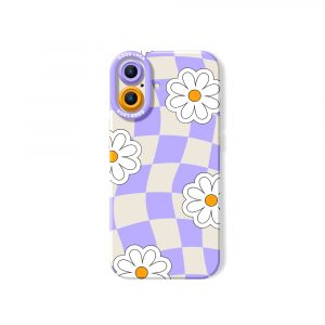 Checkered Daisy Dreams Silicone Case for Apple iPhone Series - iPhone 16, White