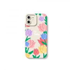 Colorful Tulip Blossom Silicone Case for Apple iPhone Series