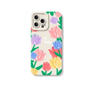 Colorful Tulip Blossom Silicone Case for Apple iPhone Series