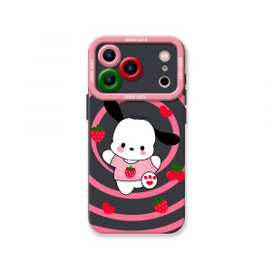 Cute Puppy & Strawberry Swirl Silicone Case for Apple iPhone Series