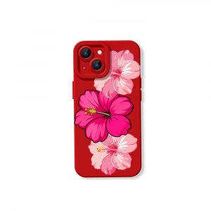 Tropical Floral Bliss Silicone Case for Apple iPhone Series - iPhone 15, Red