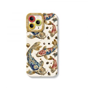 Floral Golden Art Silicone Case for Apple iPhone Series