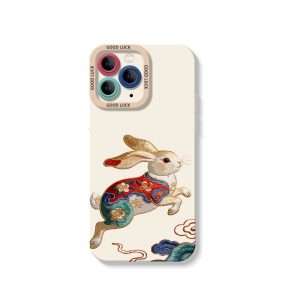Vibrant Rabbit Art Silicone Case for Apple iPhone Series