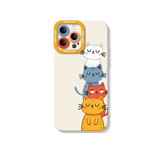 Charming Cat Stack Silicone Case for Apple iPhone Series