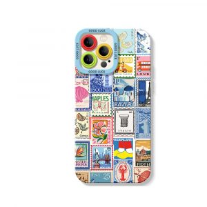 Vintage Postage Stamp Collage Silicone Case for Apple iPhone Series
