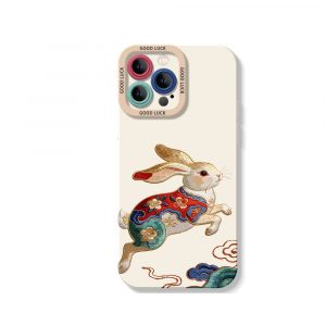 Vibrant Rabbit Art Silicone Case for Apple iPhone Series