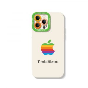 Retro Rainbow Apple Logo Silicone Case for Apple iPhone Series