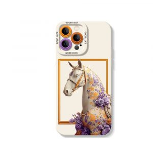 Floral Elegance Horse Design Silicone Case for Apple iPhone Series