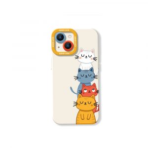 Charming Cat Stack Silicone Case for Apple iPhone Series