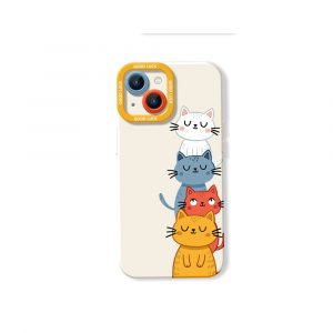 Charming Cat Stack Silicone Case for Apple iPhone Series