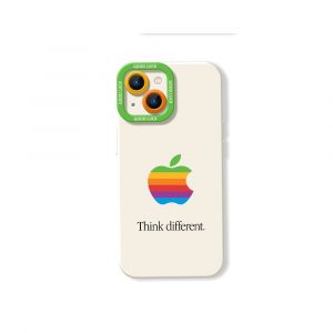 Retro Rainbow Apple Logo Silicone Case for Apple iPhone Series