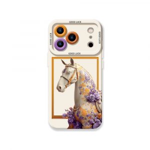 Floral Elegance Horse Design Silicone Case for Apple iPhone Series