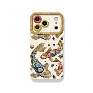 Floral Golden Art Silicone Case for Apple iPhone Series - iPhone 17 Pro Max, White