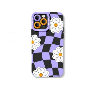 Checkered Daisy Dreams Silicone Case for Apple iPhone Series