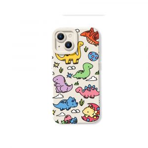 Cute Dino Parade Silicone Case for Apple iPhone Series