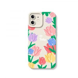 Colorful Tulip Blossom Silicone Case for Apple iPhone Series