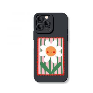 Smiling Daisy on Stripes Silicone Case for Apple iPhone Series