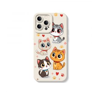 Charming Kawaii Kittens Silicone Case for Apple iPhone Series