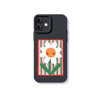 Smiling Daisy on Stripes Silicone Case for Apple iPhone Series