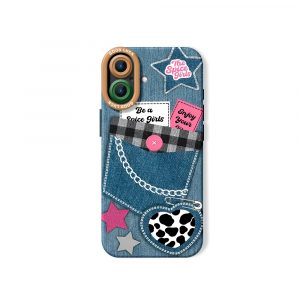Retro Denim Charm Silicone Case for Apple iPhone Series - iPhone 16, Black