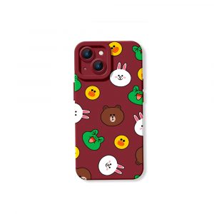 Cute Cartoon Faces Pattern Silicone Case for Apple iPhone Series