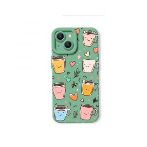Smiley Coffee Cups Hearts Silicone Case for Apple iPhone Series