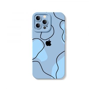 Abstract Waves Blue Silicone Case for Apple iPhone Series