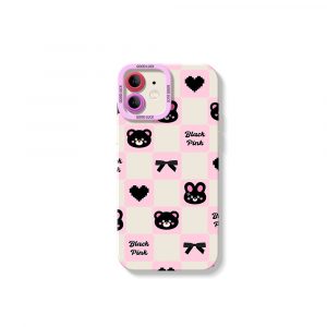 Charming Black Checkered Bears Silicone Case for Apple iPhone Series