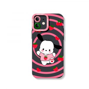 Cute Puppy & Strawberry Swirl Silicone Case for Apple iPhone Series