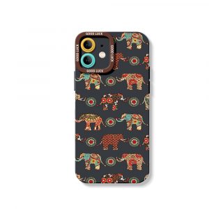 Elephant Harmony Vibrant Pattern Silicone Case for Apple iPhone Series