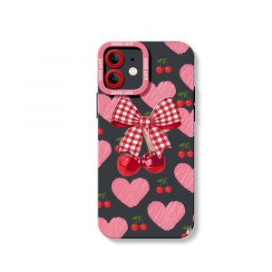 Cherry Bow Pattern Silicone Case for Apple iPhone Series