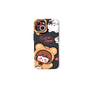 Cute Bear Hug Delight Silicone Case for Apple iPhone Series
