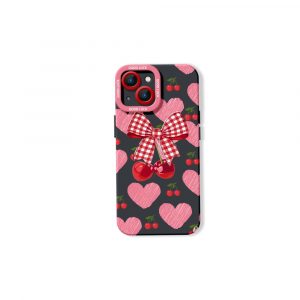 Cherry Bow Pattern Silicone Case for Apple iPhone Series