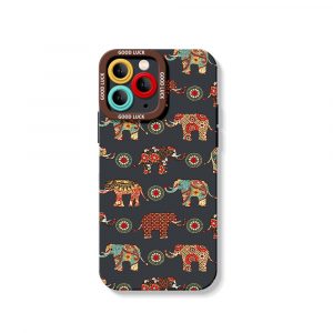 Elephant Harmony Vibrant Pattern Silicone Case for Apple iPhone Series
