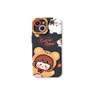 Cute Bear Hug Delight Silicone Case for Apple iPhone Series