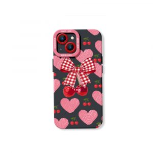 Cherry Bow Pattern Silicone Case for Apple iPhone Series