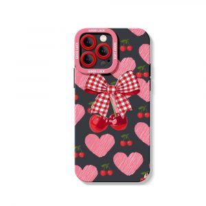 Cherry Bow Pattern Silicone Case for Apple iPhone Series