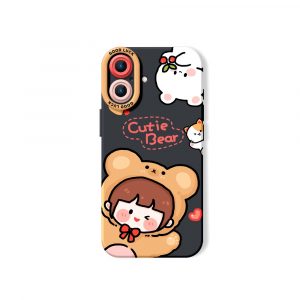 Cute Bear Hug Delight Silicone Case for Apple iPhone Series