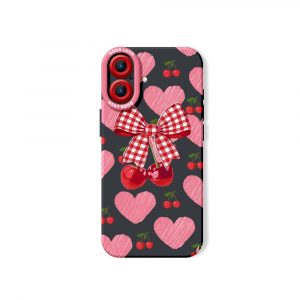 Cherry Bow Pattern Silicone Case for Apple iPhone Series