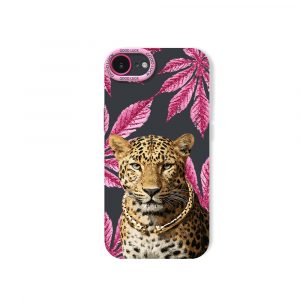 Leopard with Pink Leaves Silicone Case for Apple iPhone Series
